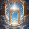 ai generated, door, gate, sky, clouds, nature, heaven, mysticism, fairytale, art, abstract, modern art, magic, dream, fantasy