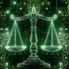 scale, matrix, law, cyber, art, digital, green, circuit board, ai generated