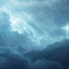 cross, stormy sky, landscape, lightning, sun rays, solitude, faith, nature, power, moody, clouds, hilltop, spiritual, isolated, scenery, rugged, reverence, religious, symbolism, cloudy sky, atmospheric, serene, worship, mystical, ethereal, ai generated