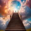 ai generated, ladder, dream, heaven, ascension, architecture, clouds, steps, light, darling, nature, god