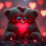 ai generated, valentine's day, teddy bear, love, heart, romantic, romance, red, together, give a gift, togetherness, in love, surprise, passion, attention, loyalty, harmony, date, stuffed animal, cute, background, valentinstag, valentinstagsbilder, hintergrund, liebe