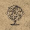 armillary, astronomy, celestial, retro, old, antique, orb, vintage, sphere, world, arrow, symbol, letter, text, grunge, texture, scrapbooking, ephemera, decorative, design, paper