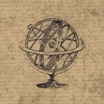 armillary, astronomy, celestial, retro, old, antique, orb, vintage, sphere, world, arrow, symbol, letter, text, grunge, texture, scrapbooking, ephemera, decorative, design, paper