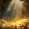 ai generated, colossal, cave, gold, countless, coins, golden, rich, nugget, ingots